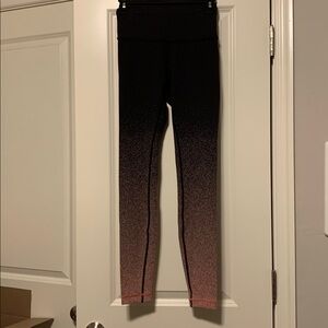 Lululemon Black Wunder Under Pink Gradient Leggings, Size 4, 32 inch, EUC